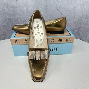 Ginger Goff NWT Rhodes Bronze Metallic Abalone Shell Loafers.  Size 8M.